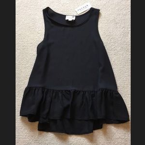 LA Hearts Black Ruffle High-Low Tank
